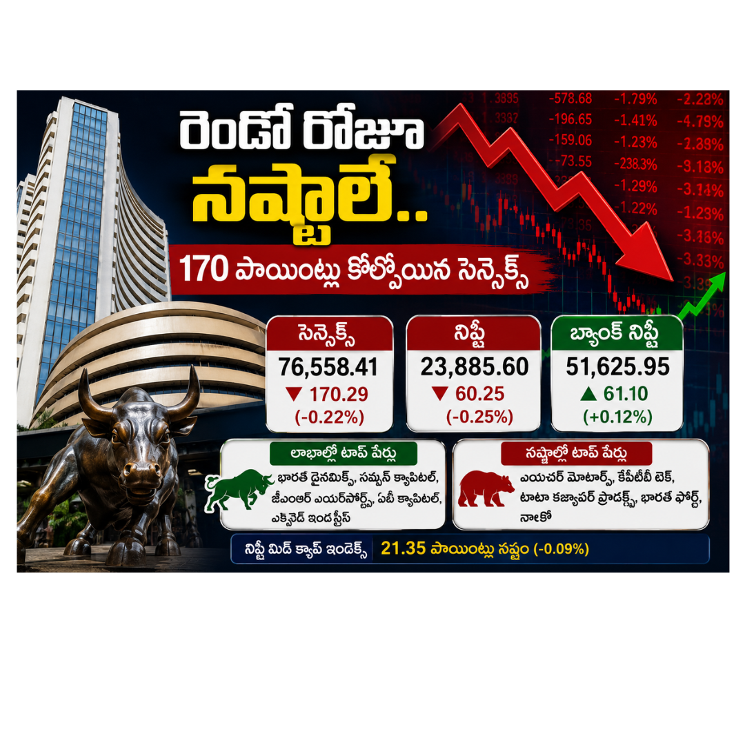 స్టాక్ మార్కెట్‌లో రెండో రోజూ ఒత్తిడి.. నష్టాల్లో సెన్సెక్స్, నిఫ్టీ...