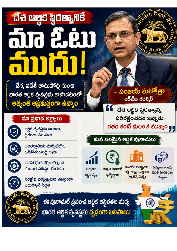 దేశ ఆర్థిక స్థిరత్వమే ప్రధాన లక్ష్యం.. ఆర్‌బీఐ గవర్నర్ స్పష్టీకరణ...